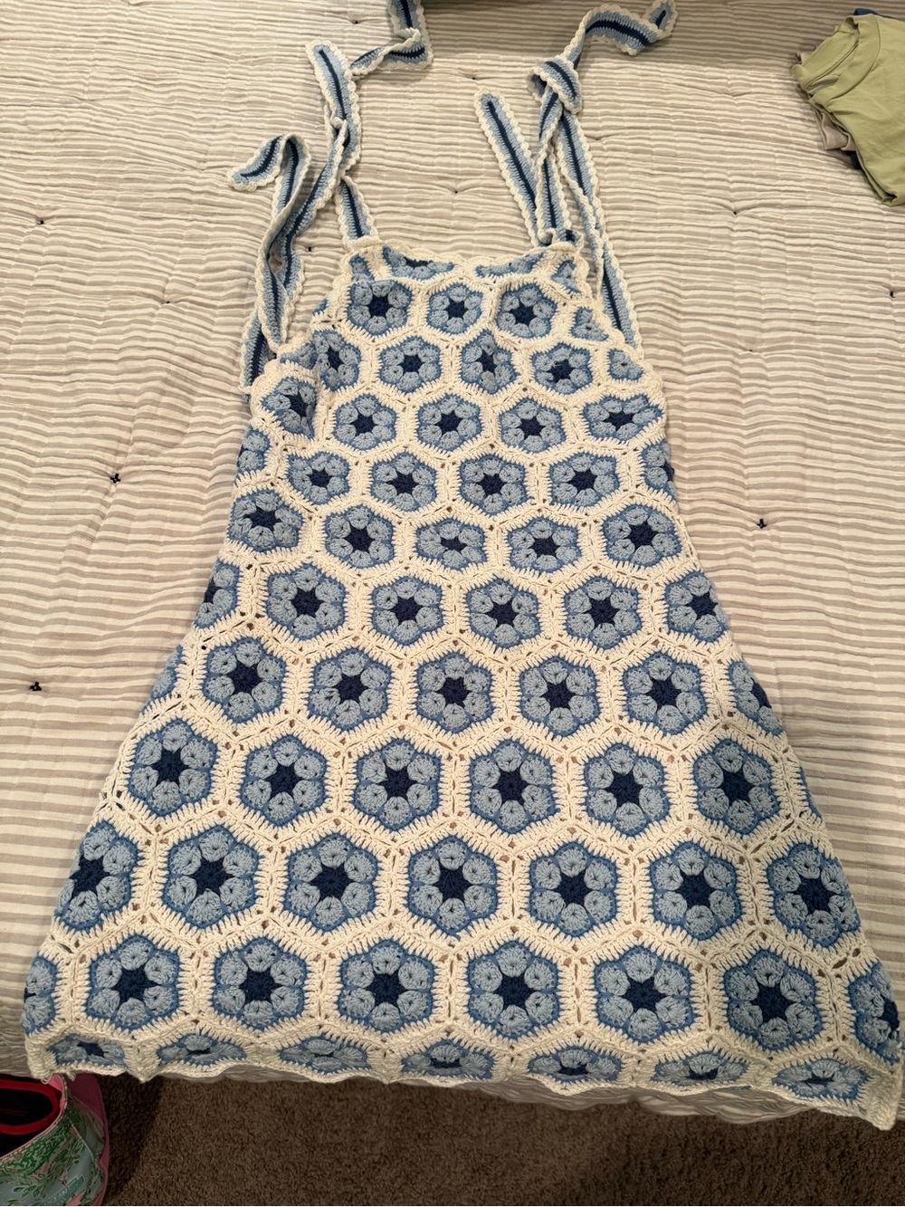 Show Me your Mumu Crochet Blue Halter Mini Dress EUC - Picture 7 of 7